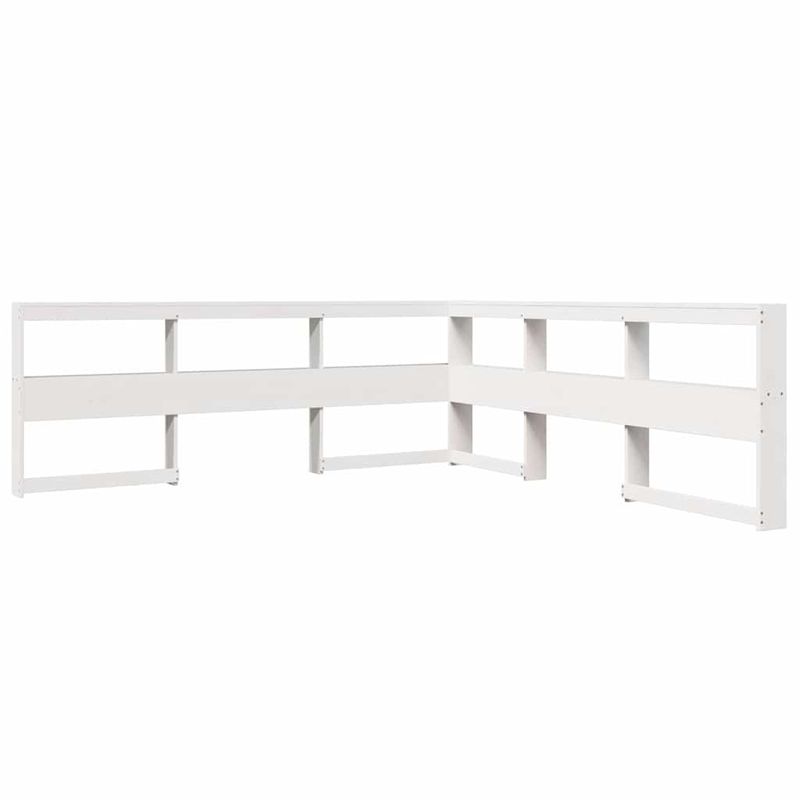 Casa si Gradina - Mobilier - Paturi si accesorii - Paturi - Pat cu biblioteca fara saltea, alb, 200x200 cm, lemn masiv pin - Infinity.ro