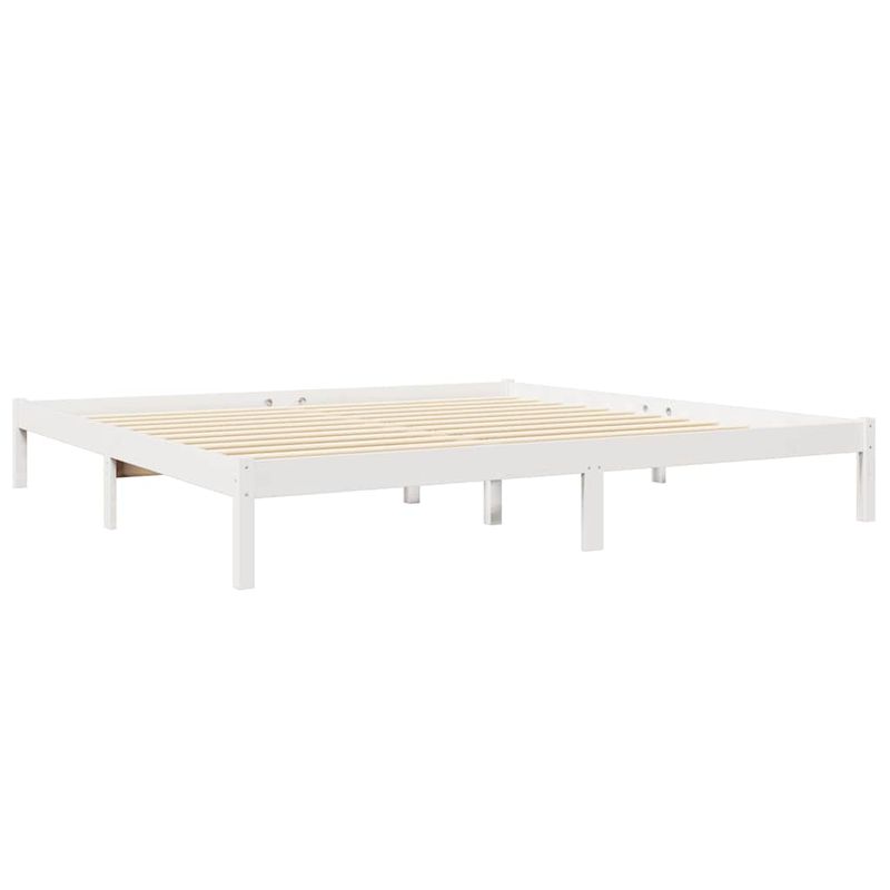 Casa si Gradina - Mobilier - Paturi si accesorii - Paturi - Pat cu biblioteca fara saltea, alb, 200x200 cm, lemn masiv pin - Infinity.ro