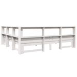 Casa si Gradina - Mobilier - Paturi si accesorii - Paturi - Pat cu biblioteca fara saltea, alb, 200x200 cm, lemn masiv pin - Infinity.ro