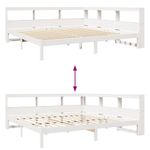Casa si Gradina - Mobilier - Paturi si accesorii - Paturi - Pat cu biblioteca fara saltea, alb, 200x200 cm, lemn masiv pin - Infinity.ro