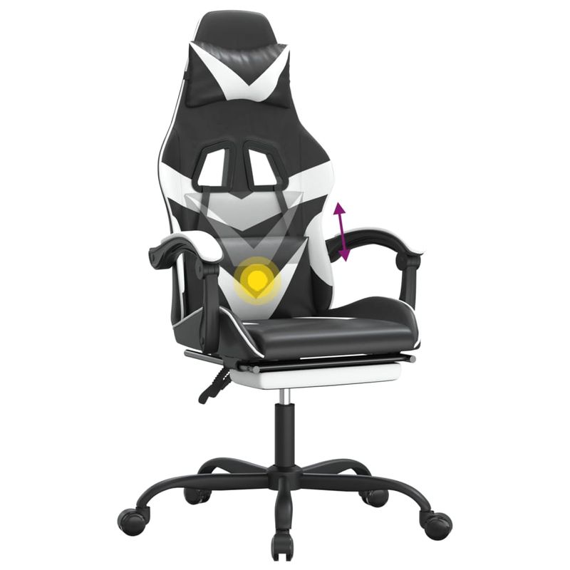 PC, gaming si accesorii - Gaming - Accesorii gaming - Scaune gaming - Scaun gaming pivotant/suport picioare negru/alb piele eco - Infinity.ro