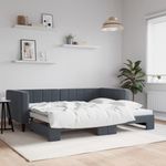 Casa si Gradina - Mobilier - Paturi si accesorii - Paturi - Pat de zi cu extensie, gri inchis, 90x200 cm, catifea - Infinity.ro