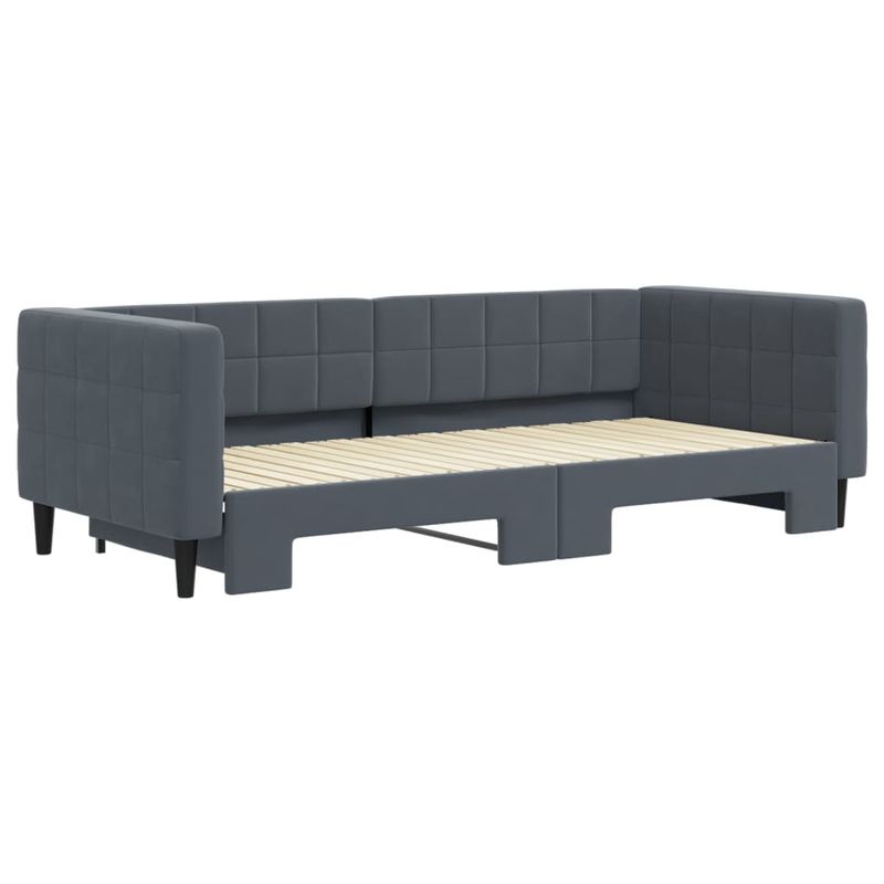 Casa si Gradina - Mobilier - Paturi si accesorii - Paturi - Pat de zi cu extensie, gri inchis, 90x200 cm, catifea - Infinity.ro
