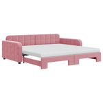 Casa si Gradina - Mobilier - Paturi si accesorii - Paturi - Pat de zi cu extensie si saltea, roz, 100x200 cm, catifea - Infinity.ro