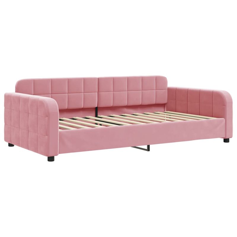 Casa si Gradina - Mobilier - Paturi si accesorii - Paturi - Pat de zi cu extensie si saltea, roz, 100x200 cm, catifea - Infinity.ro