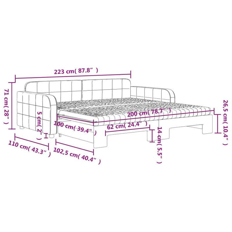 Casa si Gradina - Mobilier - Paturi si accesorii - Paturi - Pat de zi cu extensie si saltea, roz, 100x200 cm, catifea - Infinity.ro