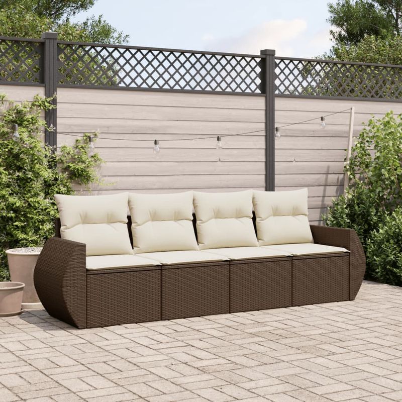Casa si Gradina - Gradina si terasa - Mobilier exterior - Seturi mobila gradina - Set canapele de gradina, 4 piese, cu perne, maro poliratan maro - Infinity.ro