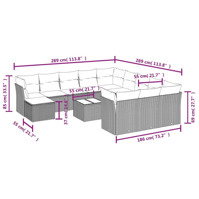 Casa si Gradina - Gradina si terasa - Mobilier exterior - Seturi mobila gradina - Set canapele de gradina cu perne, 13 piese, maro, poliratan - Infinity.ro