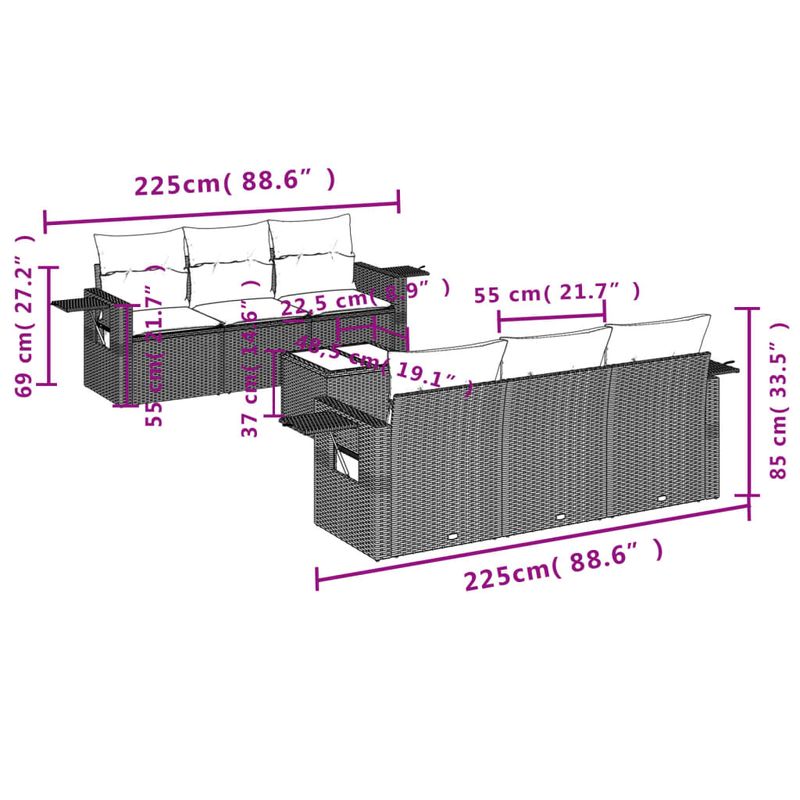 Casa si Gradina - Gradina si terasa - Mobilier exterior - Seturi mobila gradina - Set canapele de gradina cu perne, 7 piese, maro, poliratan - Infinity.ro