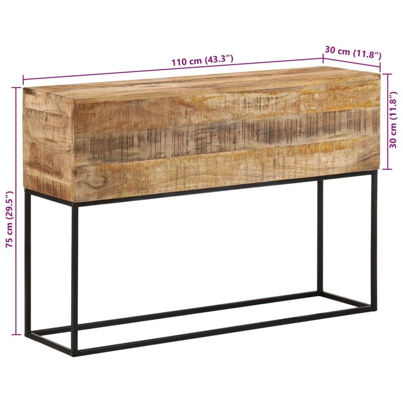 Casa si Gradina - Mobilier - Comode si corpuri - Console - Masa consola, 110x30x75 cm, lemn masiv de mango brut si fier - Infinity.ro