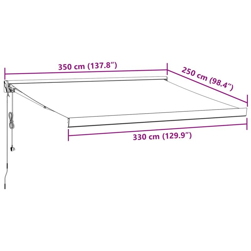 Casa si Gradina - Gradina si terasa - Umbrele si pavilioane - Umbrele - Copertina retractabila antracit/alb, 3,5x2,5 m, textil/aluminiu - Infinity.ro