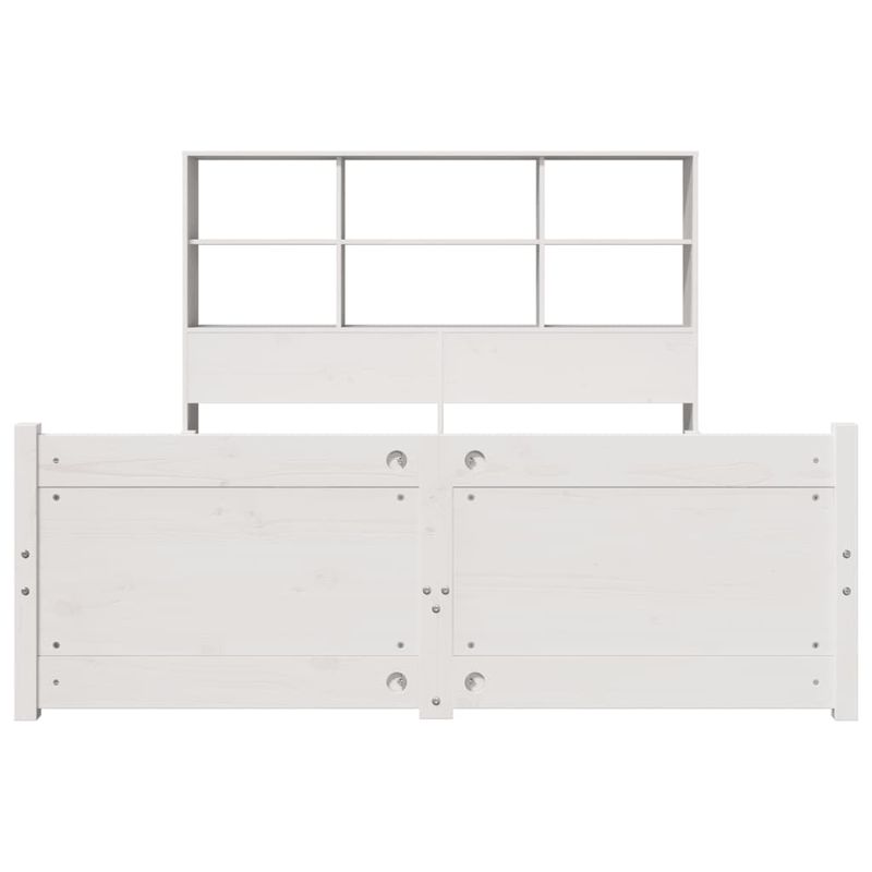 Casa si Gradina - Mobilier - Paturi si accesorii - Paturi - Pat cu biblioteca fara saltea, alb, 160x200 cm, lemn masiv pin - Infinity.ro