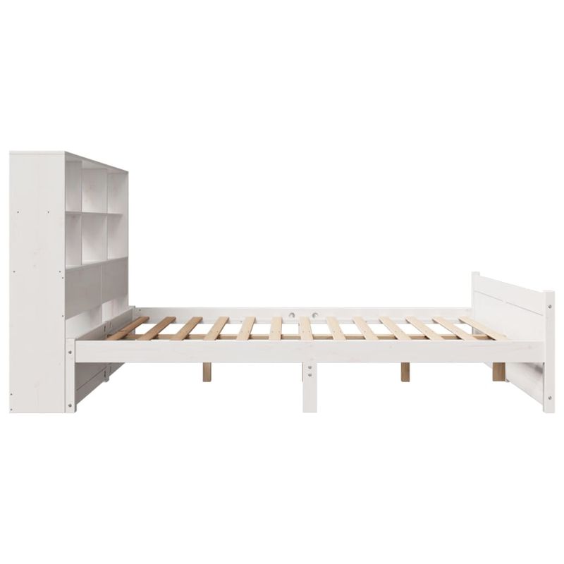 Casa si Gradina - Mobilier - Paturi si accesorii - Paturi - Pat cu biblioteca fara saltea, alb, 160x200 cm, lemn masiv pin - Infinity.ro