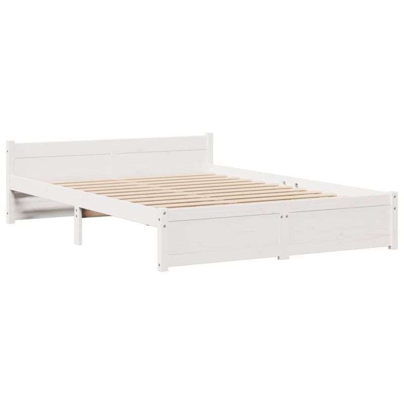 Casa si Gradina - Mobilier - Paturi si accesorii - Paturi - Pat cu biblioteca fara saltea, alb, 160x200 cm, lemn masiv pin - Infinity.ro