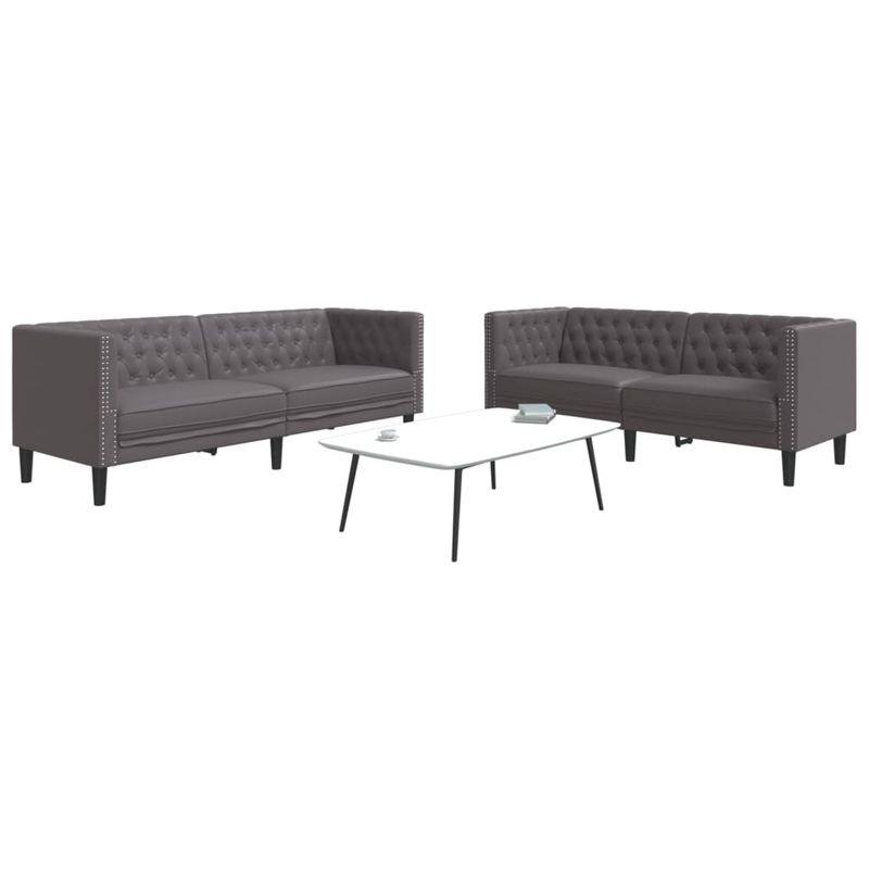 Casa si Gradina - Mobilier - Seturi de mobilier - Seturi living - Set canapele Chesterfield cu 2 locuri, gri, piele eco. - Infinity.ro
