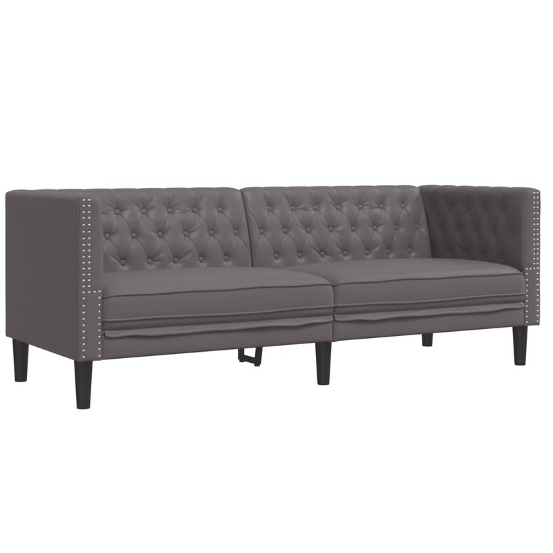 Casa si Gradina - Mobilier - Seturi de mobilier - Seturi living - Set canapele Chesterfield cu 2 locuri, gri, piele eco. - Infinity.ro