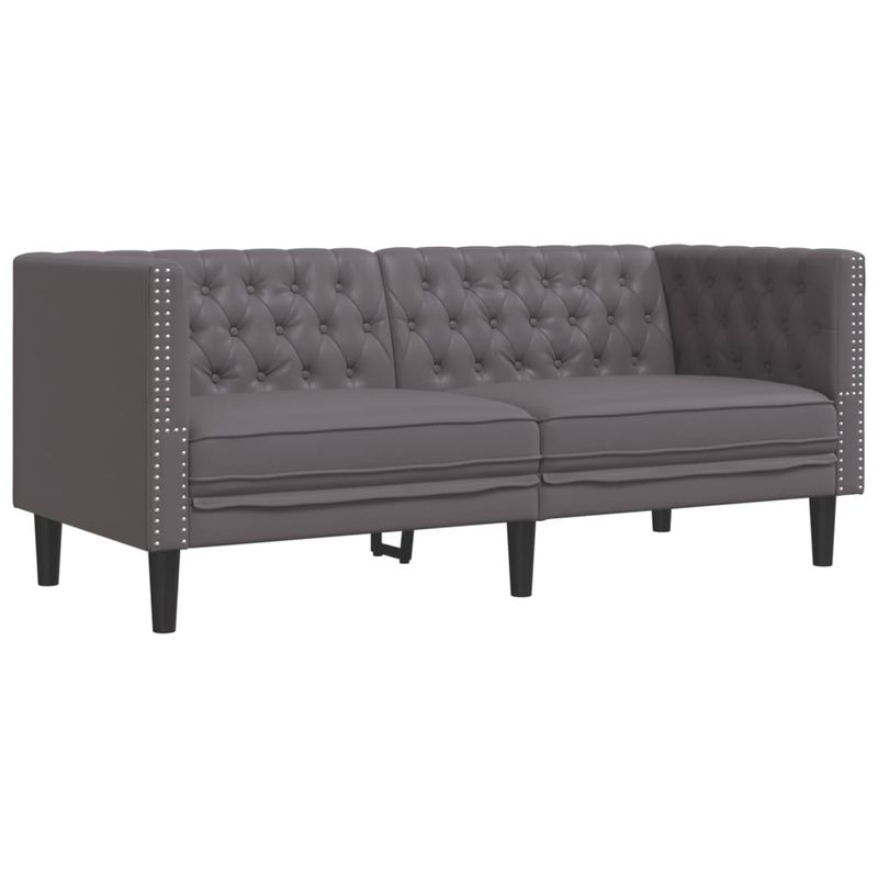 Casa si Gradina - Mobilier - Seturi de mobilier - Seturi living - Set canapele Chesterfield cu 2 locuri, gri, piele eco. - Infinity.ro