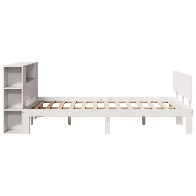Casa si Gradina - Mobilier - Paturi si accesorii - Paturi - Pat cu biblioteca fara saltea, alb, 160x200 cm, lemn masiv pin - Infinity.ro