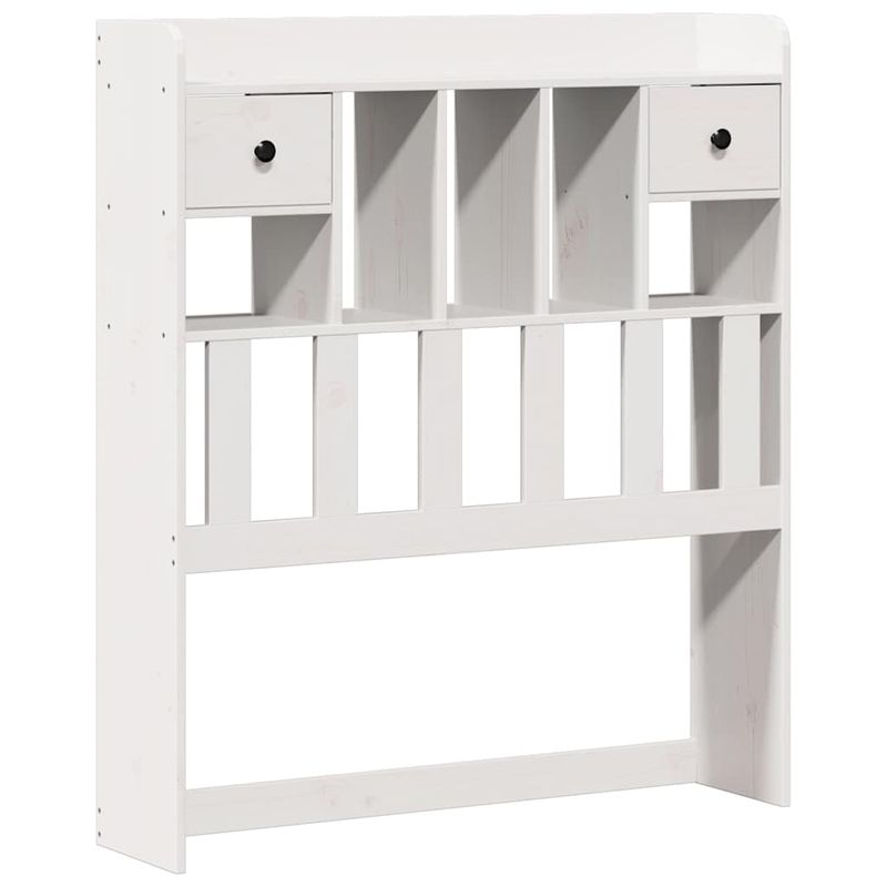Casa si Gradina - Mobilier - Paturi si accesorii - Paturi - Pat cu biblioteca fara saltea, alb, 75x190 cm, lemn masiv pin - Infinity.ro
