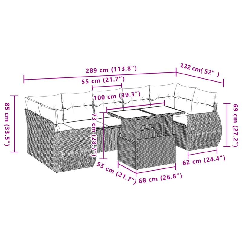 Casa si Gradina - Gradina si terasa - Mobilier exterior - Seturi mobila gradina - Set canapele de gradina cu perne, 8 piese, maro, poliratan - Infinity.ro
