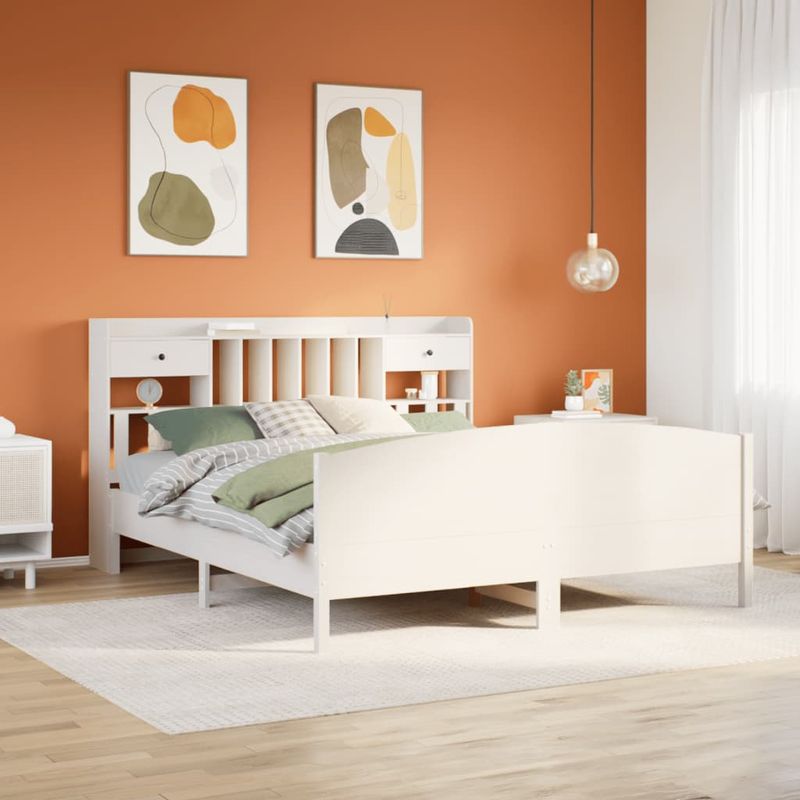 Casa si Gradina - Mobilier - Paturi si accesorii - Paturi - Pat cu biblioteca fara saltea, 180x200 cm, lemn masiv de pin - Infinity.ro