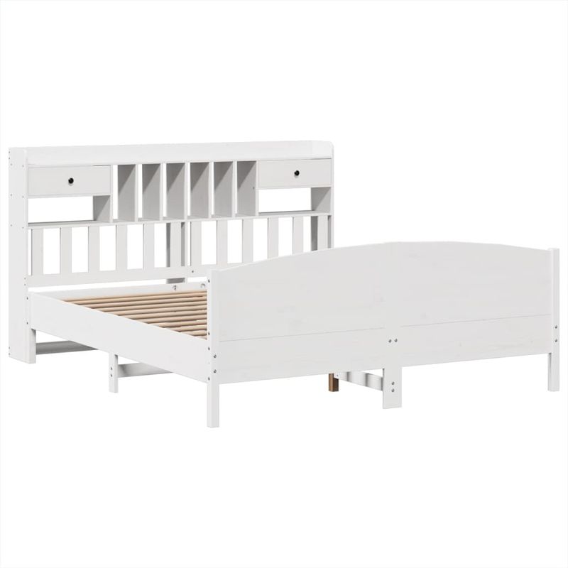 Casa si Gradina - Mobilier - Paturi si accesorii - Paturi - Pat cu biblioteca fara saltea, 180x200 cm, lemn masiv de pin - Infinity.ro