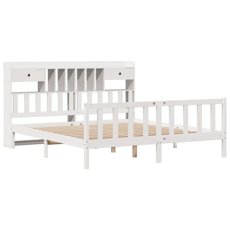 Casa si Gradina - Mobilier - Paturi si accesorii - Paturi - Pat cu biblioteca fara saltea, 180x200 cm, lemn masiv de pin - Infinity.ro
