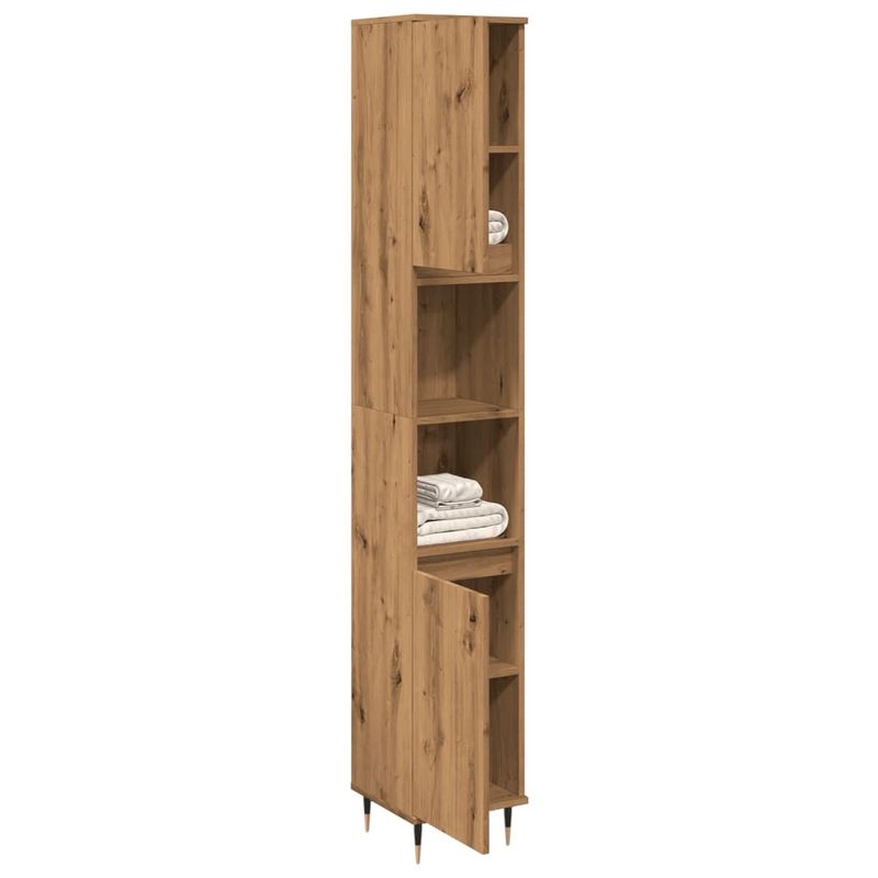 Casa si Gradina - Mobilier - Mobilier baie - Comode baie - Dulap de baie, stejar artizanal, 30x30x190 cm, lemn prelucrat - Infinity.ro