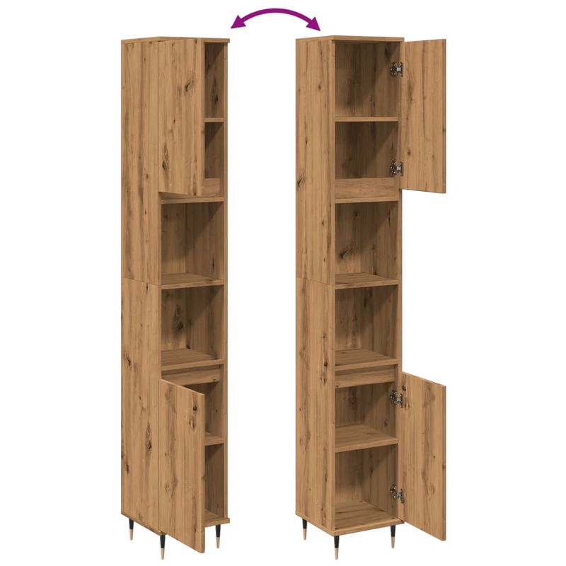 Casa si Gradina - Mobilier - Mobilier baie - Comode baie - Dulap de baie, stejar artizanal, 30x30x190 cm, lemn prelucrat - Infinity.ro