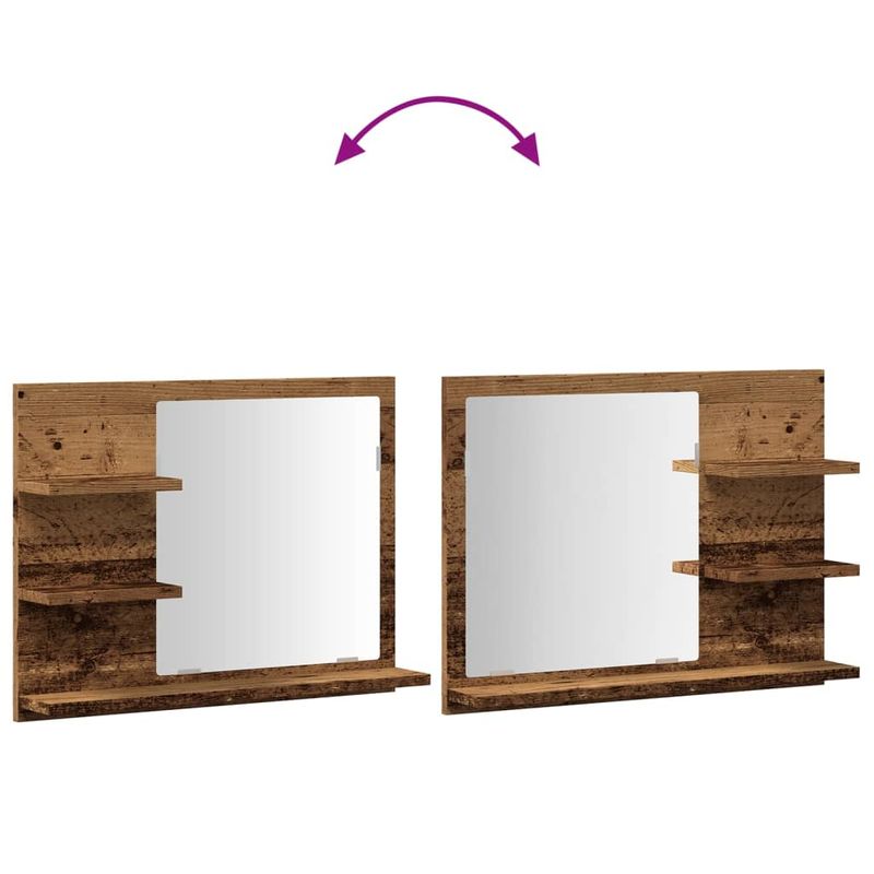 Casa si Gradina - Mobilier - Mobilier baie - Corpuri baie - Dulap cu oglinda de baie, lemn vechi, 60x10,5x45 cm - Infinity.ro