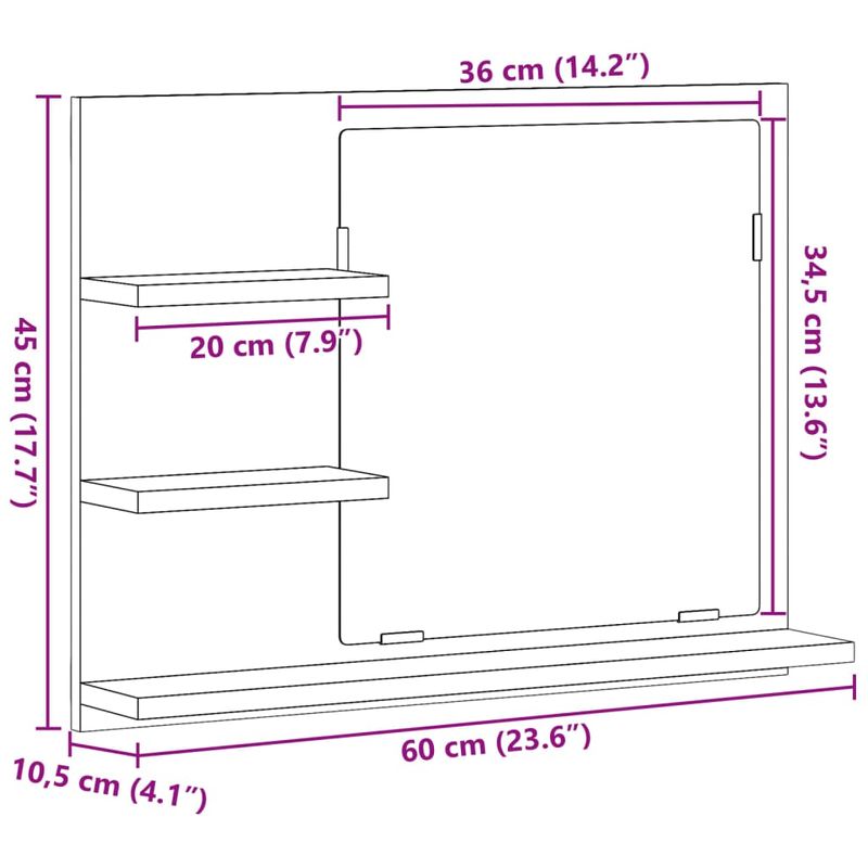 Casa si Gradina - Mobilier - Mobilier baie - Corpuri baie - Dulap cu oglinda de baie, lemn vechi, 60x10,5x45 cm - Infinity.ro