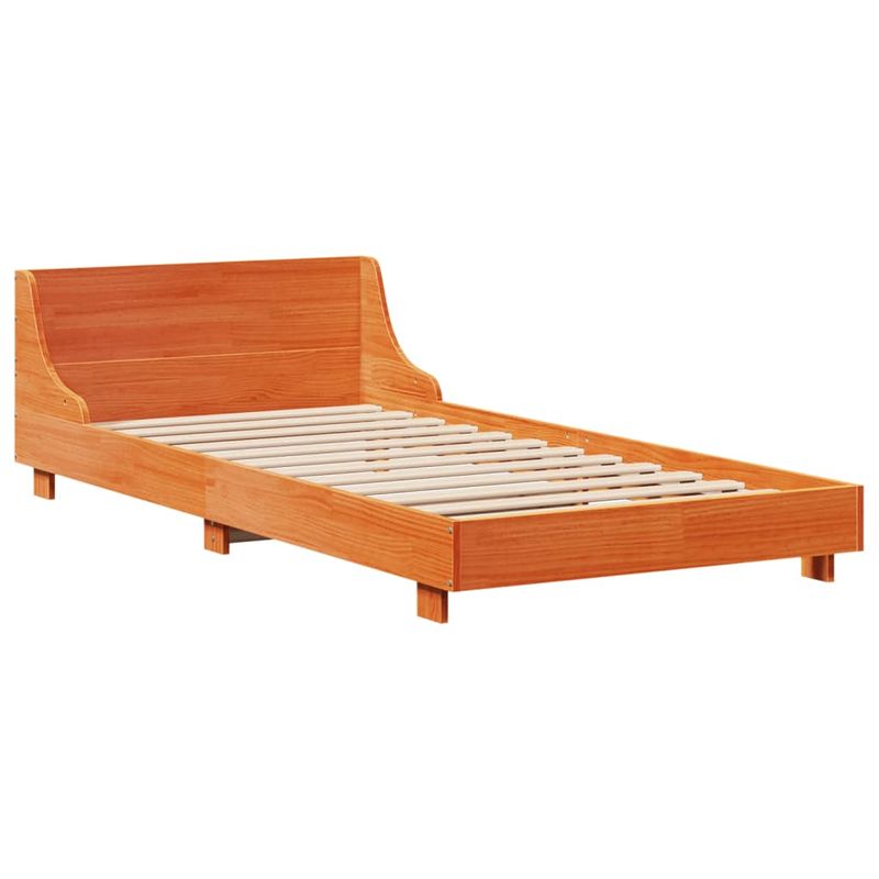 Casa si Gradina - Mobilier - Paturi si accesorii - Paturi - Cadru pat fara saltea, maro ceruit, 75x190 cm, lemn masiv pin - Infinity.ro
