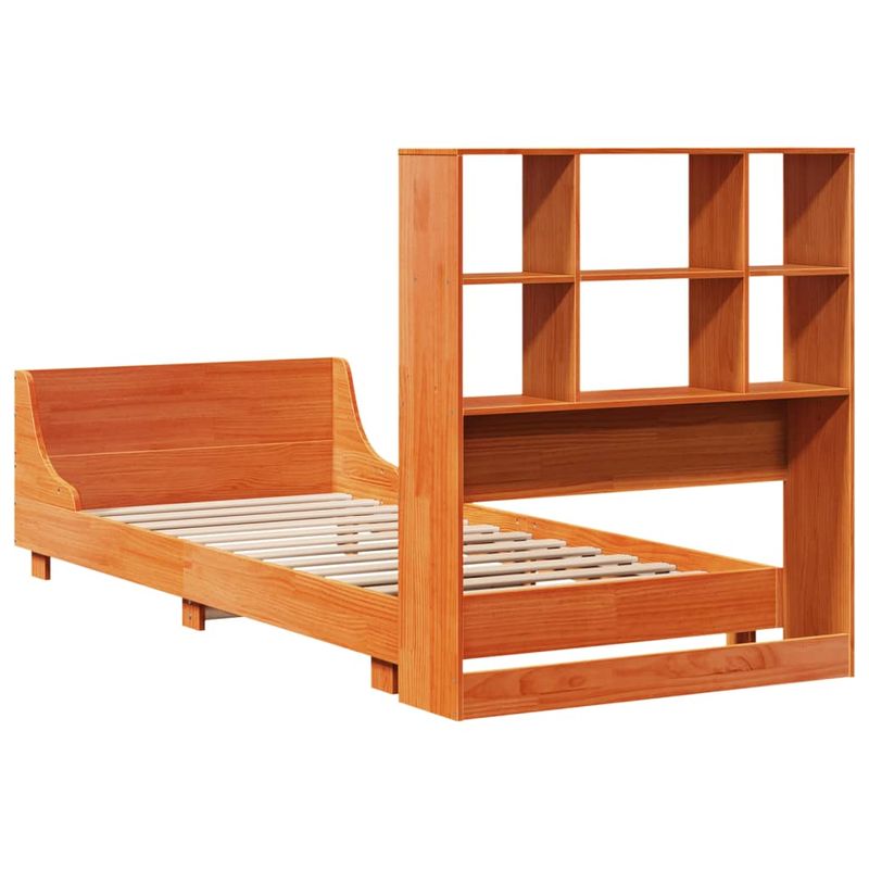 Casa si Gradina - Mobilier - Paturi si accesorii - Paturi - Cadru pat fara saltea, maro ceruit, 75x190 cm, lemn masiv pin - Infinity.ro