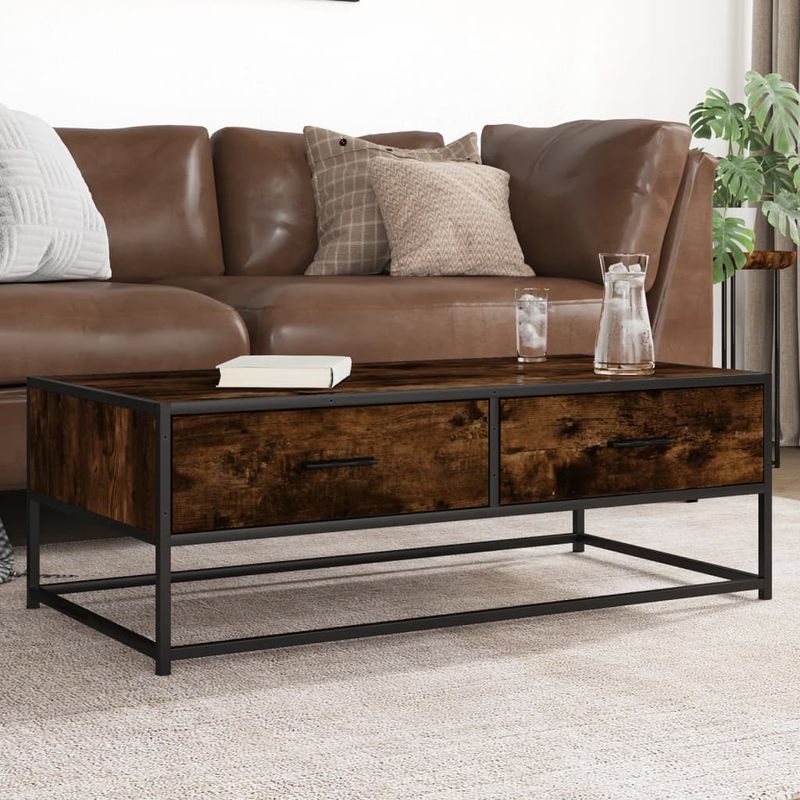 Casa si Gradina - Mobilier - Mese si birouri - Masute de cafea - Masuta de cafea stejar fumuriu 100x50x35cm lemn prelucrat/metal - Infinity.ro