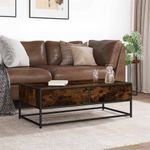 Casa si Gradina - Mobilier - Mese si birouri - Masute de cafea - Masuta de cafea stejar fumuriu 100x50x35cm lemn prelucrat/metal - Infinity.ro
