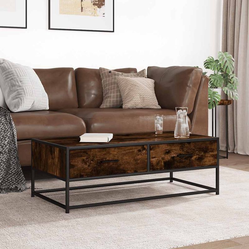 Casa si Gradina - Mobilier - Mese si birouri - Masute de cafea - Masuta de cafea stejar fumuriu 100x50x35cm lemn prelucrat/metal - Infinity.ro