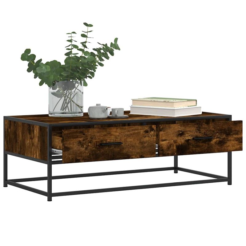 Casa si Gradina - Mobilier - Mese si birouri - Masute de cafea - Masuta de cafea stejar fumuriu 100x50x35cm lemn prelucrat/metal - Infinity.ro