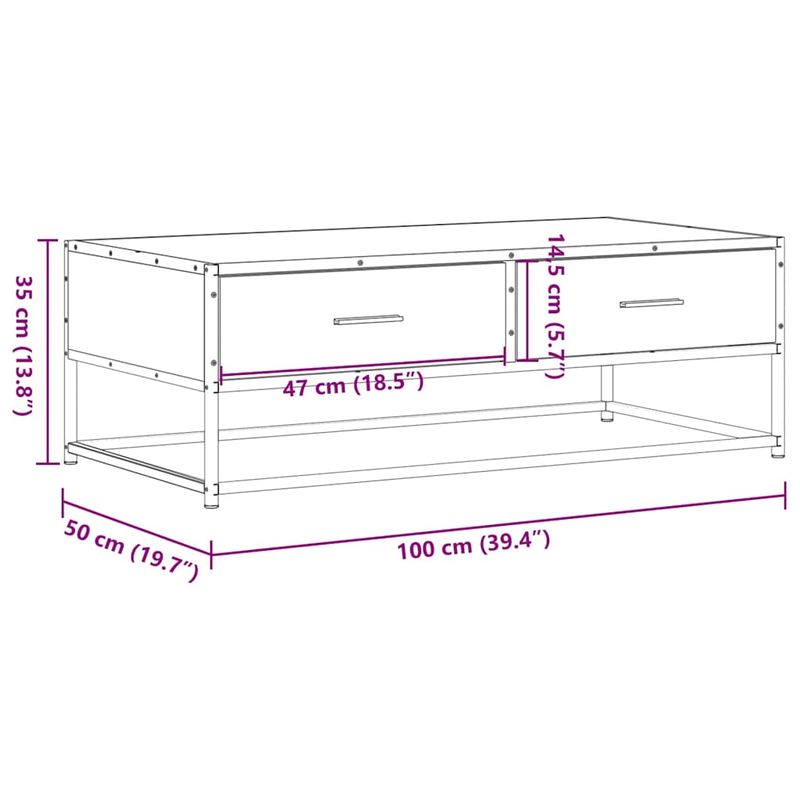 Casa si Gradina - Mobilier - Mese si birouri - Masute de cafea - Masuta de cafea stejar fumuriu 100x50x35cm lemn prelucrat/metal - Infinity.ro