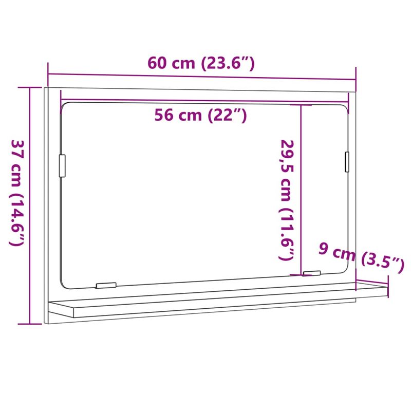Casa si Gradina - Mobilier - Mobilier baie - Corpuri baie - Dulap baie cu oglinda stejar artizanal 60x11x37 cm, lemn - Infinity.ro
