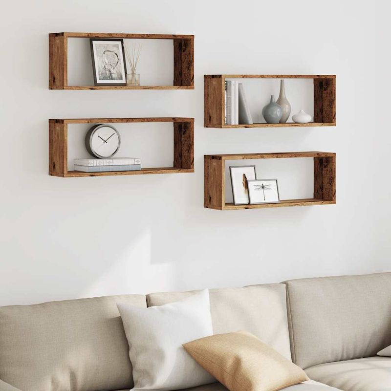 Casa si Gradina - Mobilier - Biblioteci si rafturi - Rafturi - Rafturi perete cub 4 buc. lemn vechi 60x15x23cm, lemn prelucrat - Infinity.ro