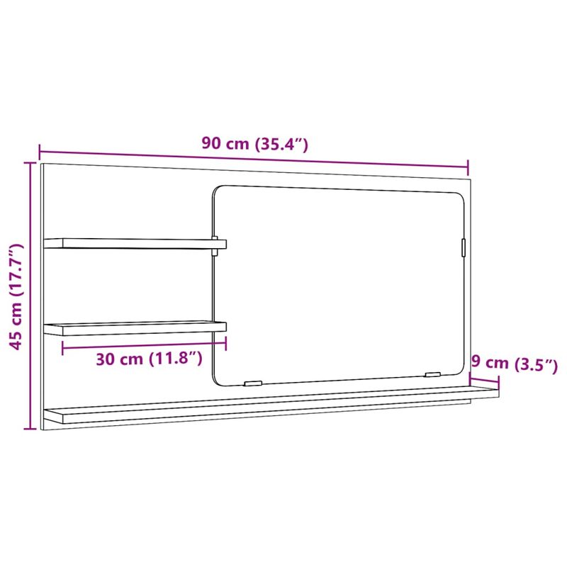 Casa si Gradina - Mobilier - Mobilier baie - Corpuri baie - Dulap baie cu oglinda, lemn vechi, 90x11x45 cm, lemn prelucrat - Infinity.ro