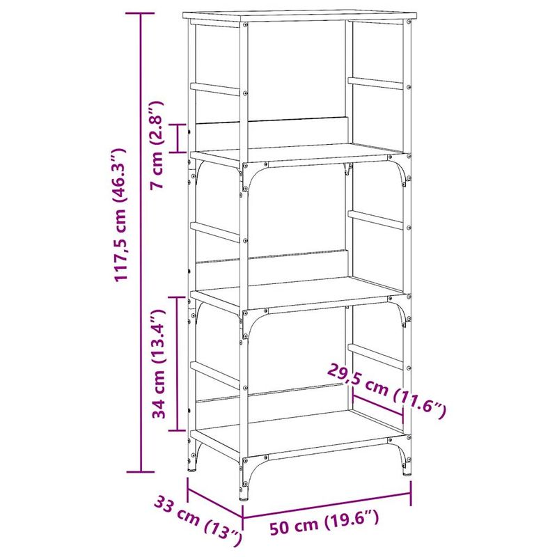 Casa si Gradina - Mobilier - Biblioteci si rafturi - Biblioteci - Biblioteca, stejar artizanal, 50x33x117,5 cm, lemn prelucrat - Infinity.ro