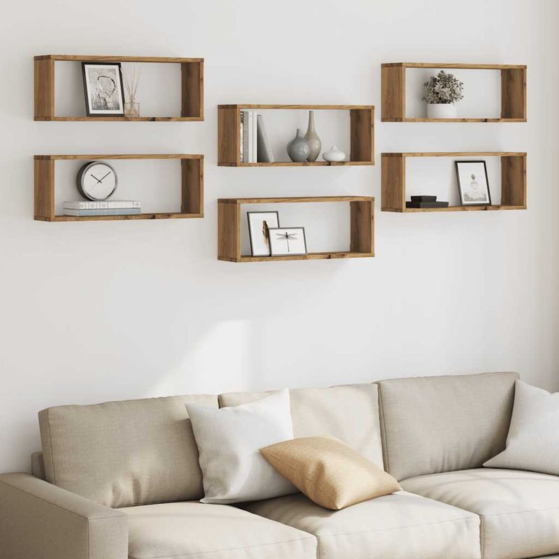 Casa si Gradina - Mobilier - Biblioteci si rafturi - Rafturi - Rafturi de perete cub 6 buc. stejar artizanal, 60x15x23 cm lemn - Infinity.ro