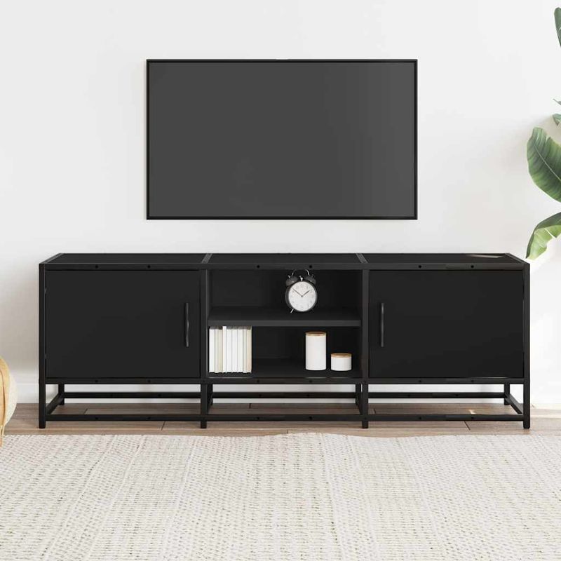 Casa si Gradina - Mobilier - Comode si corpuri - Comode - Dulap TV, negru, 120x35x41 cm, lemn prelucrat si metal - Infinity.ro