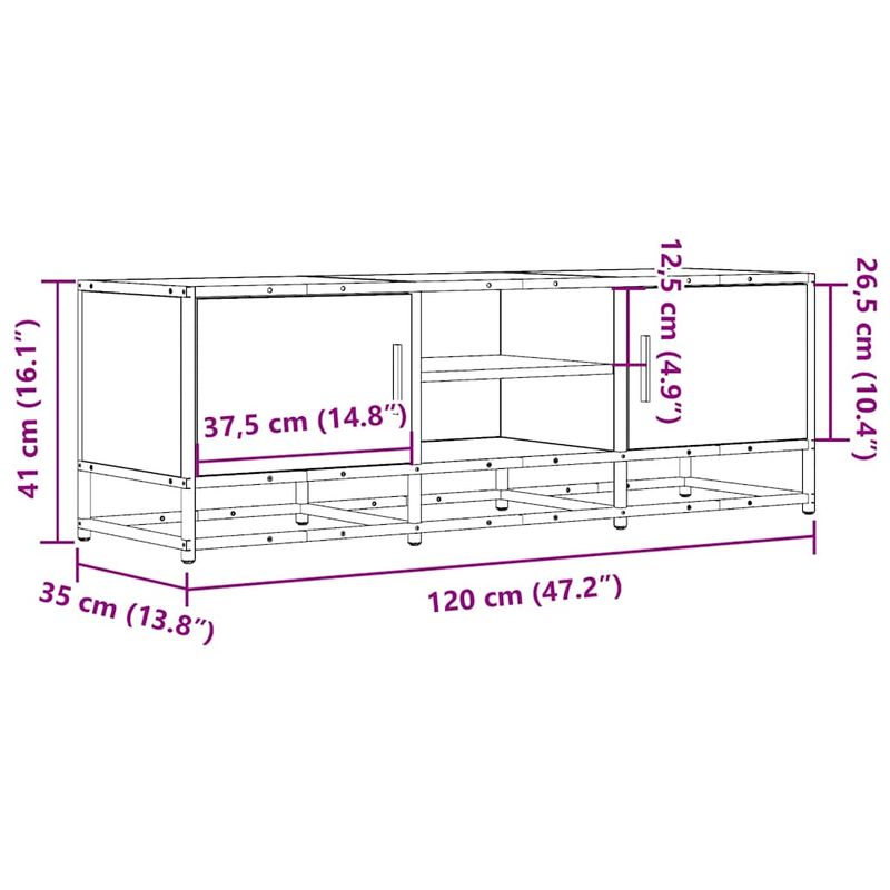 Casa si Gradina - Mobilier - Comode si corpuri - Comode - Dulap TV, negru, 120x35x41 cm, lemn prelucrat si metal - Infinity.ro