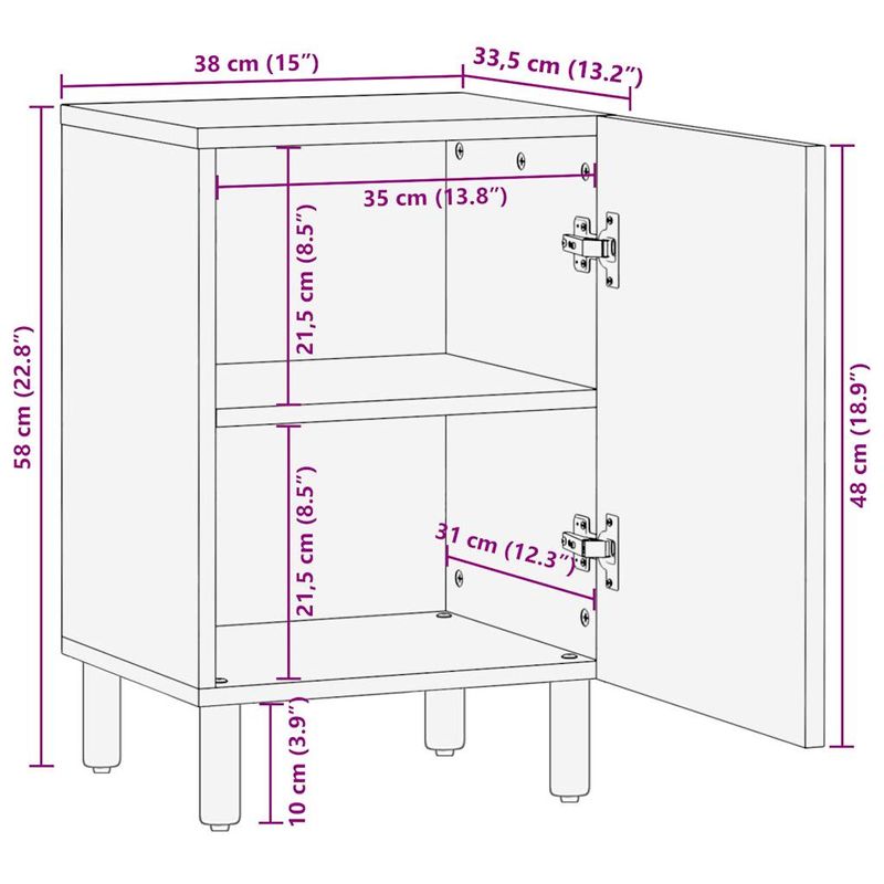 Casa si Gradina - Mobilier - Mobilier baie - Comode baie - Dulap de baie, 38x33,5x58 cm, lemn masiv de mango - Infinity.ro