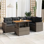 Casa si Gradina - Gradina si terasa - Mobilier exterior - Seturi mobila gradina - Set mobilier gradina cu perne, 6 piese, gri, poliratan - Infinity.ro