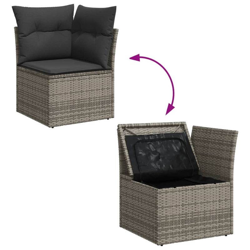 Casa si Gradina - Gradina si terasa - Mobilier exterior - Seturi mobila gradina - Set mobilier gradina cu perne, 6 piese, gri, poliratan - Infinity.ro