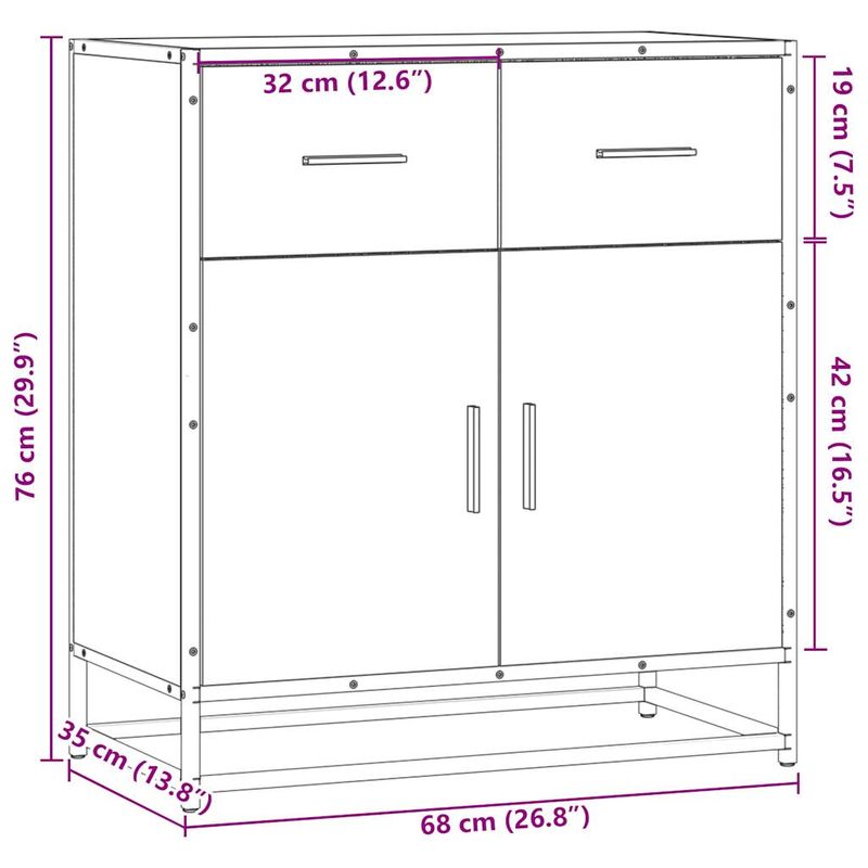 Casa si Gradina - Mobilier - Comode si corpuri - Comode - Bufeta Stejar Sonoma 68x35x76 cm Lemn prelucrat - Infinity.ro