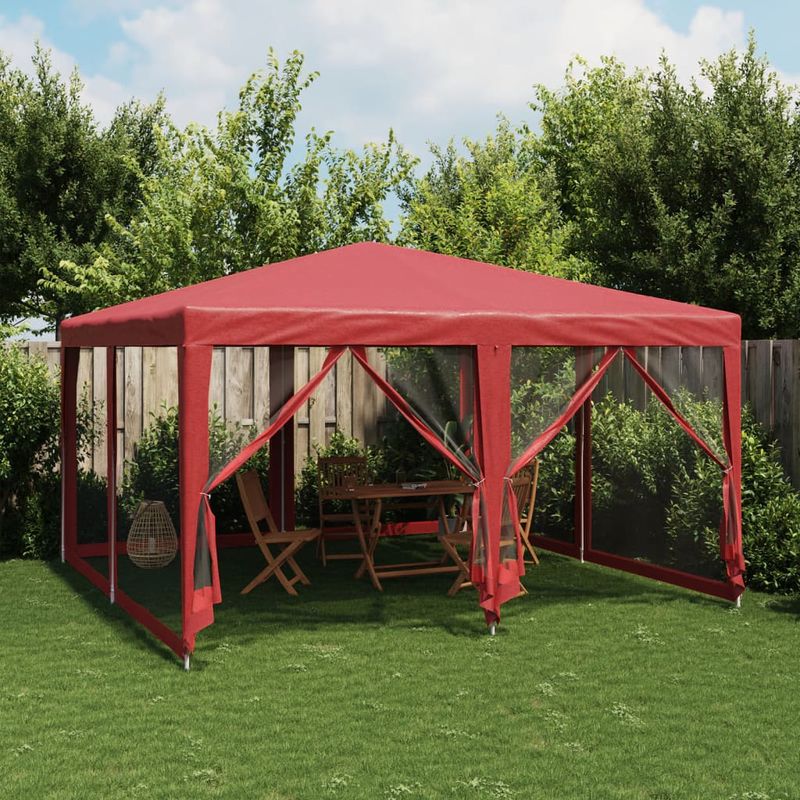 Casa si Gradina - Gradina si terasa - Umbrele si pavilioane - Pavilioane - Cort de petrecere cu 8 pereti din plasa, rosu, 4x4 m, HDPE - Infinity.ro